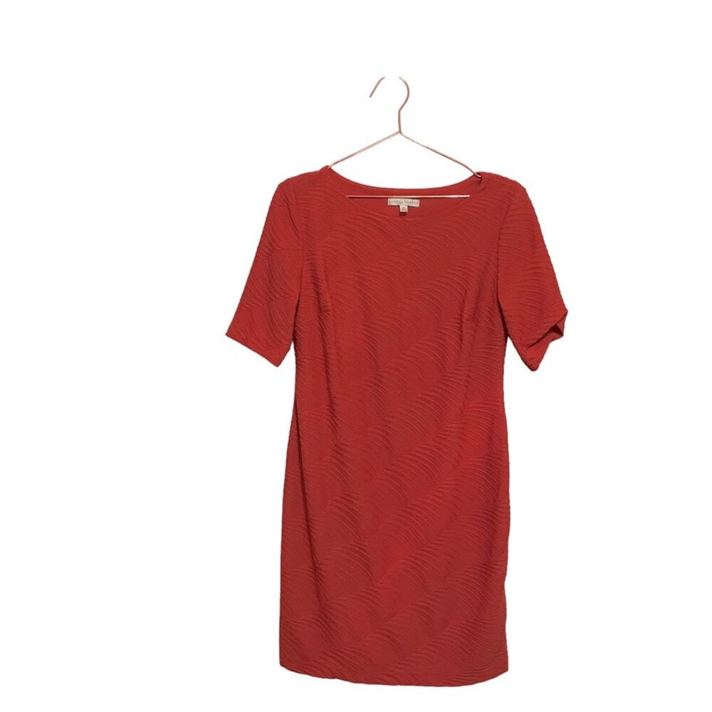 Sandra Darren burnt orange short sleeve textured dress size 8